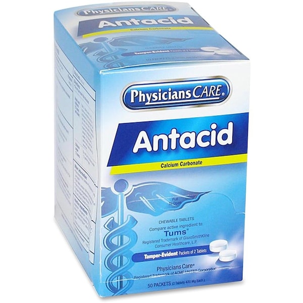Acme United PhysiciansCare 90089 Antacid Calcium Carbonate Medication, 50 Doses 90089 - main