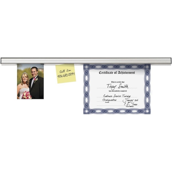 Advantus Grip-A-Strip Display Rails, 1.5" x 12", Satin Aluminum 1025 - main