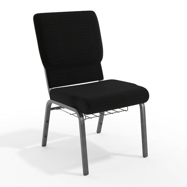 Flash Furniture Hercules Church Chair, Black Back, 19-1/4 in W 25" L 33-1/4" H, Fabric Seat FD-CH02185-SV-JP02-BAS-GG - main