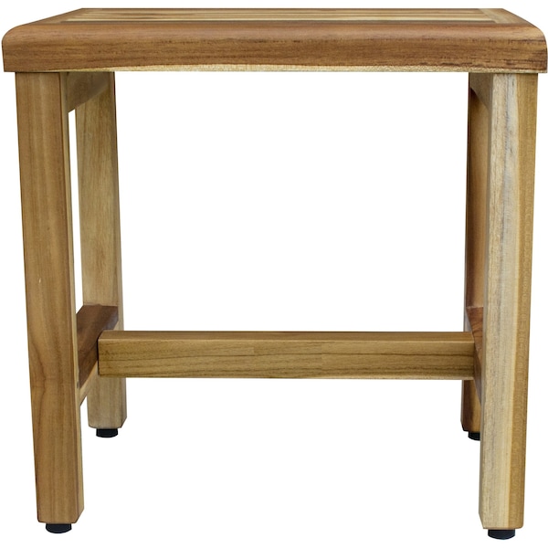 Homeroots Compact Rectangular Teak Shower Or Outdoor Bench In Natural Finish 376750 - main