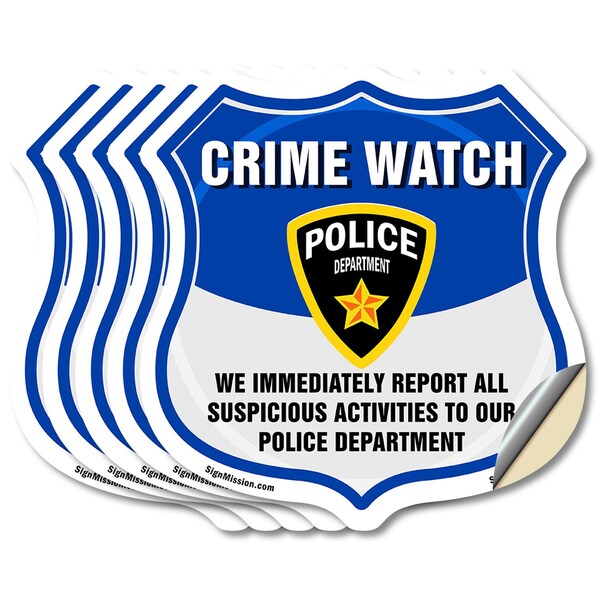 Signmission Neighborhood Crime Watch Shield Sign We, 6 inch X 6 inch, Vinyl Decal, 5PK SHI-D-5PACK-6-388 - main