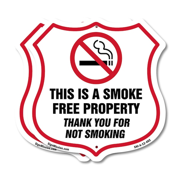 Signmission No Smoking Shield Sign This Is A Smoke F, 12 inch X 12 inch, Aluminum Metal Sign, 2PK SHI-A-2PACK-12-402 - main