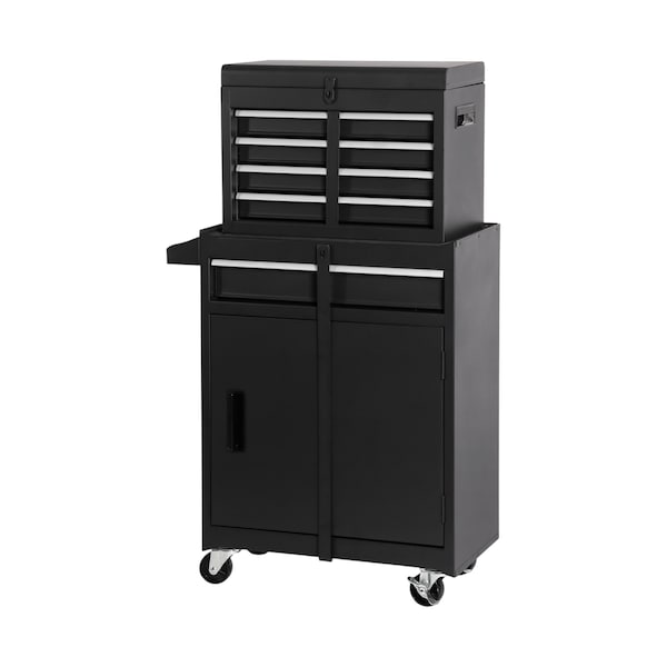 Homeroots Set of Two Black Multi-Tier Steel Rolling Cabinet With Lid, 2PK 714587 - main