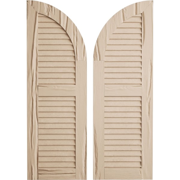 Ekena Millwork Riverwood 2 Equal Louver w/Quarter Round Arch Top Faux Wood Shutters, 12W x 48H 36 Low Side, PR SHULVQ12X48RWPR - main