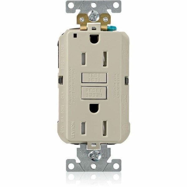 Leviton Lev-Lok GFCI 15A TR/PI Ind Gr Ivory MGFT1-I - main