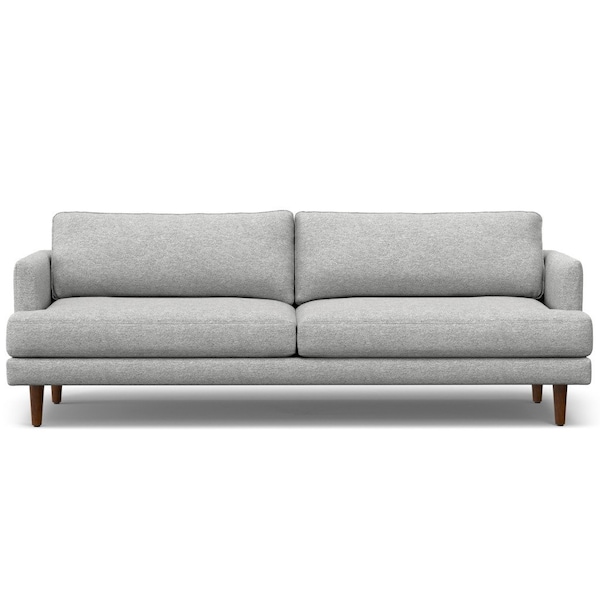 Homeroots 90" Gray Fabric Sofa With Brown Legs 640969 - main
