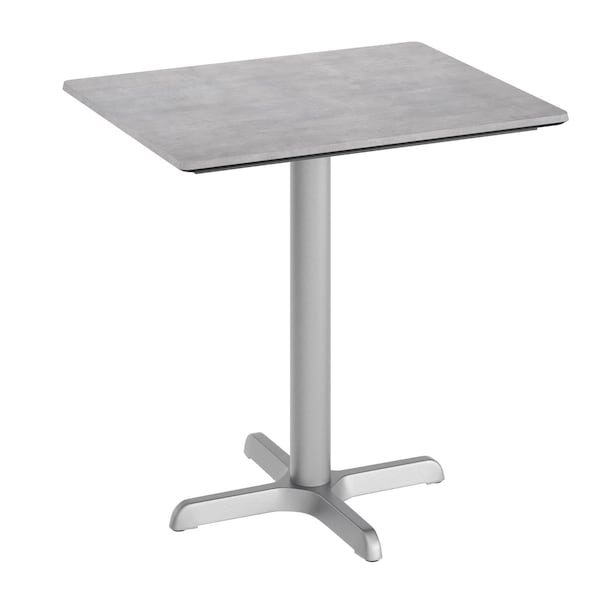 Flash Furniture 30" x 24" Outdoor Tabletop, Gray Faux Concrete, Seamless Surface Technology, 22x22 Silver X Base ST-REC2430-CMGY-T2222S-GG - main