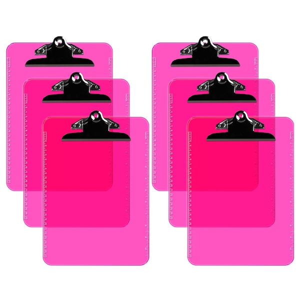 Davis Group Plastic Clipboard, Spring Clip, Transparent Pink, 6PK 4877-43-06 - main