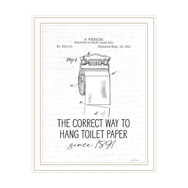 Homeroots Correct Way to Hang Toilet Paper White Framed Print Bathroom Wall Art 530091 - main