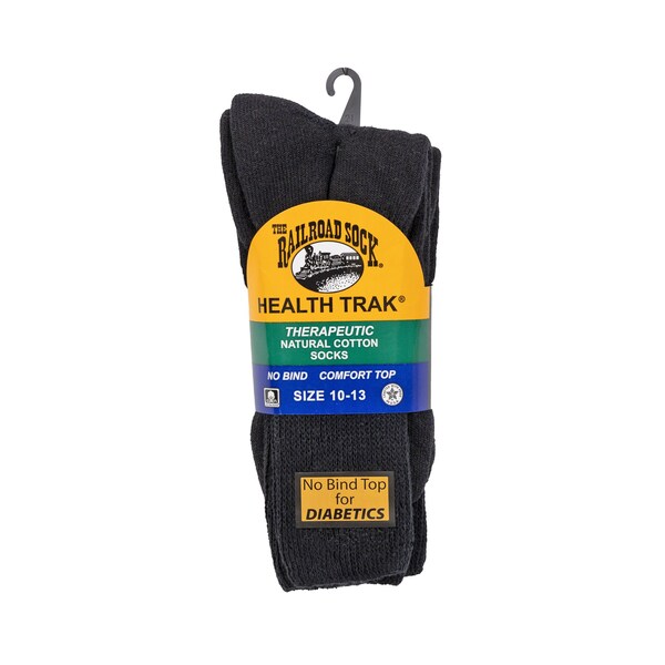 Railroad Sock Mens Therapeutic Crew Socks, 95% Cotton, 3% Nylon, 2% Elastic, Black, 6-12 M, 2 PK 991 BK - main
