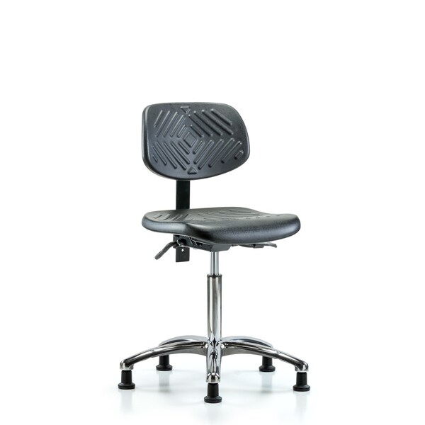 Blue Ridge Ergonomics Chair, Poly, Med Bench, Chrome Glides, No Arms, 19-1/2" to 27-1/2" Height, Black; Blue BR-PMBCH-CR-T0-A0-NF-RG - main