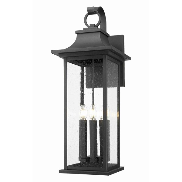 Z-Lite Tiberius 6 Light Outdoor Wall Light, Black/Clear Seedy, 13.5 In W x 34 In H 5017XL-BK - main