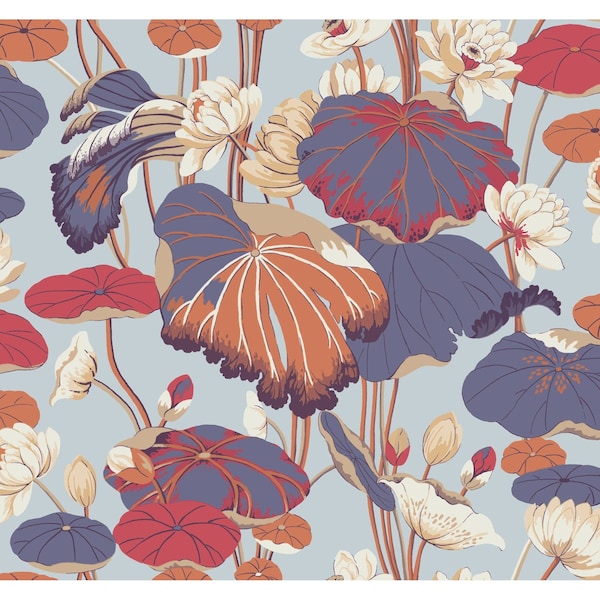 York Wallcoverings Lotus Pond Purple and Pink Wallpaper GO8291 - main