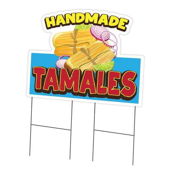 Signmission Handmade Tamales Die Cut Yard & Stake plastic coroplast window, C-DC-2436-Handmade Tamales19 C-DC-2436-DS-Handmade Tamales19 - main