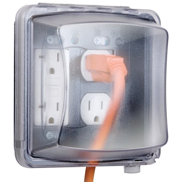 Hubbell Cover, 5-3/4 in L, 5-1/2 in W, Polycarbonate, Clear MM2410C - main