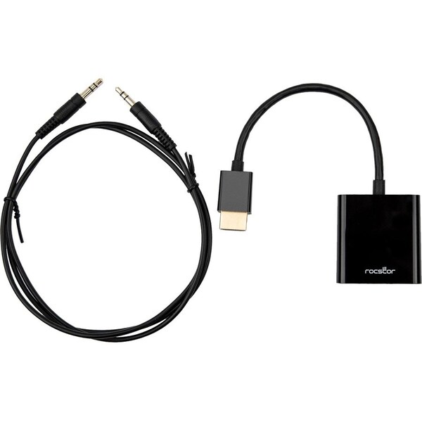Rocstor 3IN HDMI TO VGA M/F + 3.5MM AUDIO CABLE ADAPTER BLACK Y10A187-B1 - main
