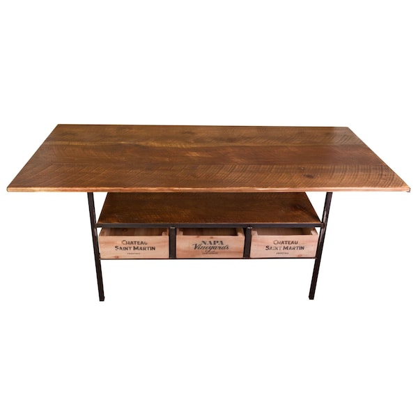 Homeroots 72" Brown And Black Solid Wood And Steel Dining Table 518608 - main