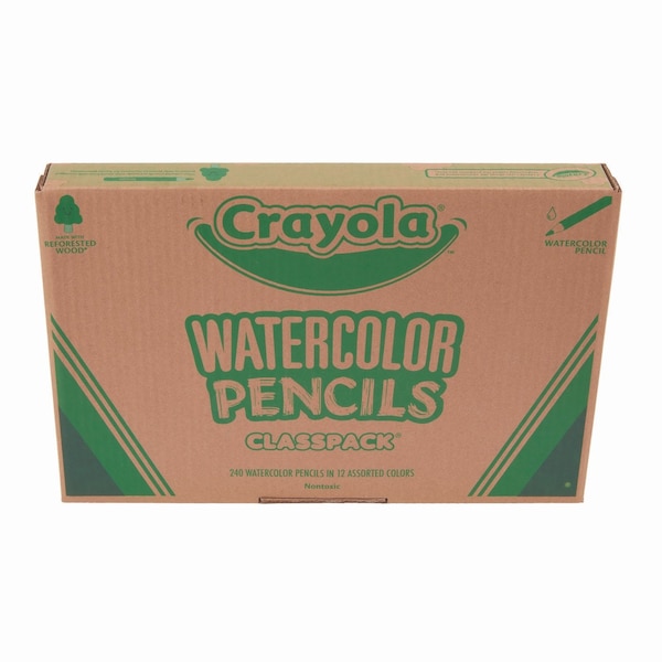 Crayola Watercolor Pencil Classpack, 3.3 mm, Assorted Lead and Barrel Colors, 240PK 68-7507 - main