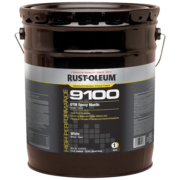 Rust-Oleum Epoxy Paint Base, White, Gloss, 5 gal, 125 to 225 sq ft/gal, 9100 Series 9192300 - main