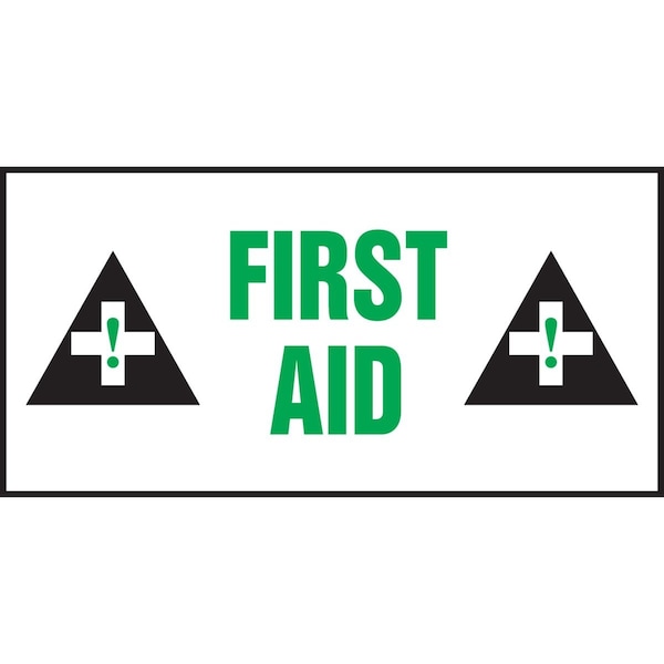 Accuform FIRST AID, Adhesive Dura-Poly, 3 in x 7 in, Adhesive LFSD510XVE - main