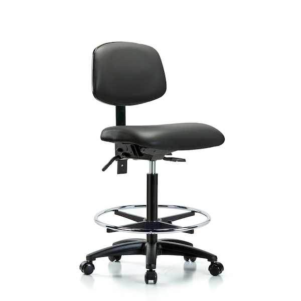 Blue Ridge Ergonomics Vinyl Chair, High Bench, Tilt, Foot Ring, Casters, Carbon BR-VHBCH-RG-T1-A0-CF-RC-8823 - main