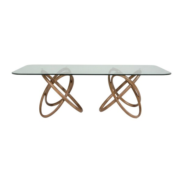 Homeroots 94" Clear And Natural Glass And Solid Wood Pedestal Base Dining Table 283020 - main