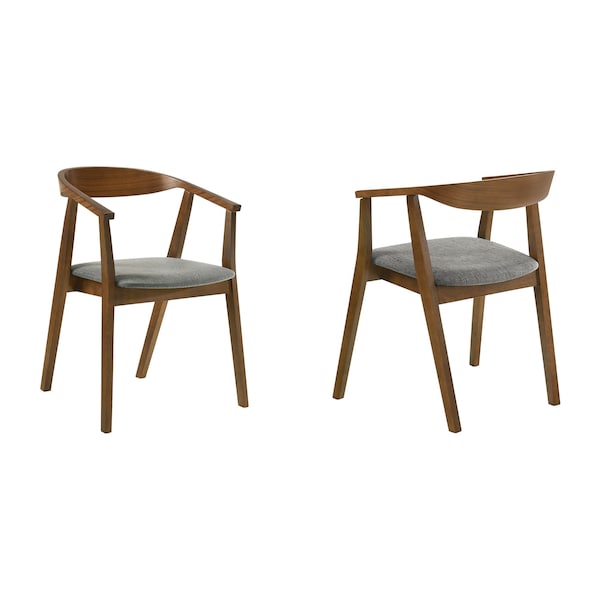 Armen Living Santana Wood Dining Chair in Walnut Finish with Charcoal Fabric - Set of 2 LCSACHWACH - main