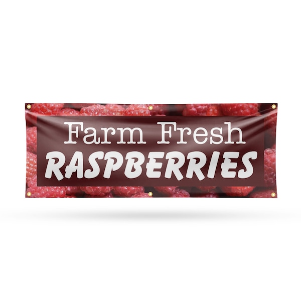 Signmission Farm Fresh Raspberries, 24 Inch x 72 Inch, Vinyl Banner B-72-30614 - main