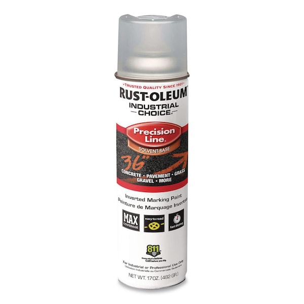 Rust-Oleum IC M1600 System Solvent-Based Precision Line Marking Paint, Flat Clear, 17 oz Aerosol Can, 12PK 1601838V - main