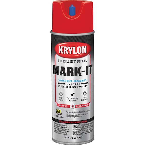 Krylon Mark-It Industrial WB APWA Brilliant Red Inverted Marking Paint 731308 - main