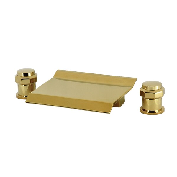 Kingston Brass Two-Handle Deck Mount Waterfall Roman Tub Faucet, Polished Brass LS2242AR - main