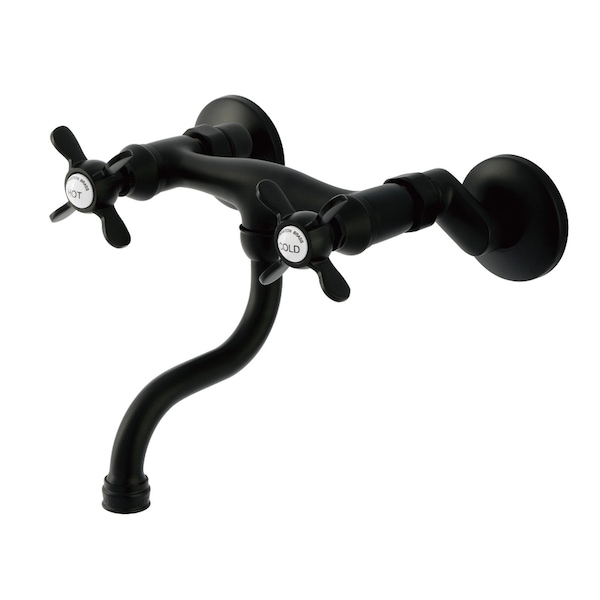 Kingston Brass Double-Handle Wall Mount Bathroom Faucet, Matte Black KS2110BEX - main