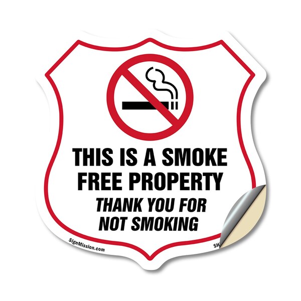 Signmission No Smoking Shield Sign This Is A Smoke F, 18 Inch X 18 Inch, Vinyl Decal SHI-D-18-402 - main