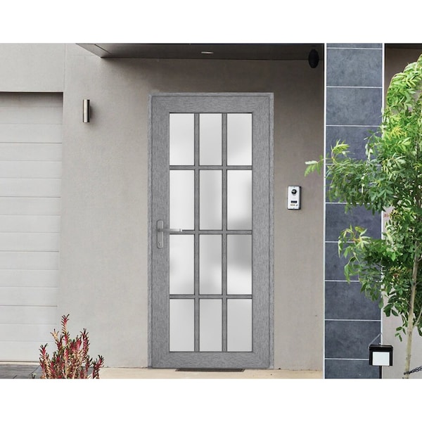 Vdomdoors Front Exterior Prehung FiberGlass Door Frosted Glass / Manux 8312 Grey Ash / Office Commercial and MANUX8312EXD-SS-W36 x H80-RH - main