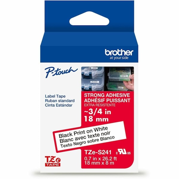 Brother Label/Ribbon Cartridge, White, Gloss, 3/4 in W TZES241G - main