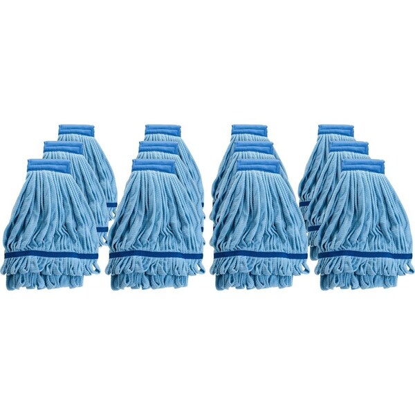 Genuine Joe Microfiber Wet Mophead Refill - MicroFiber - Blue, 12PK GJO47539CT - main