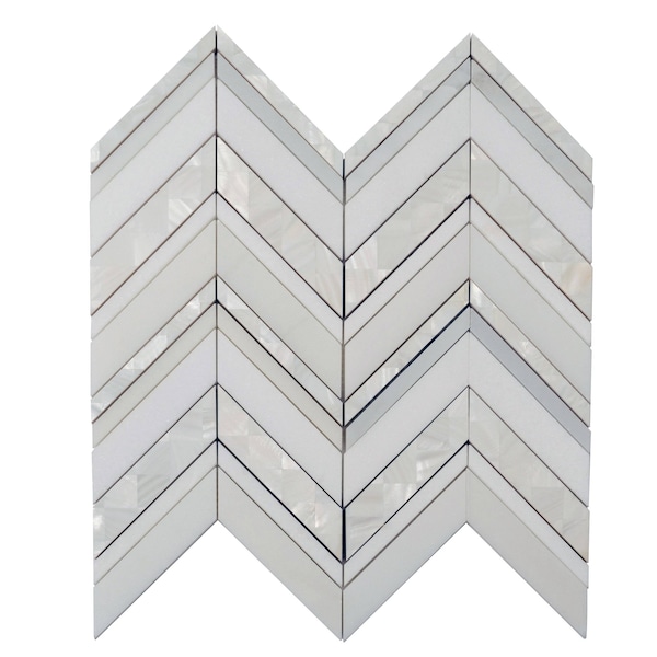 Apollo Tile Pearl White 12x12 Thassos, Shell Marble Polished Floor and Wall Mosaic Tile 5.08 sqft/case, 5PK APLALA88C11A - main