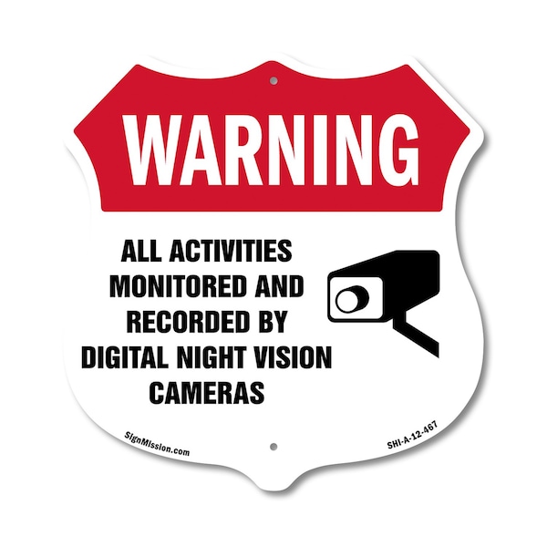Signmission Video Surveillance Shield Label Set Warn, 12 Inch X 12 Inch, Aluminum Metal Sign SHI-A-12-467 - main
