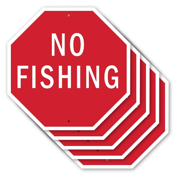 Signmission No Fishing, 10 inch X 10 inch, Aluminum Metal Signs, 5PK OC-A-5Pack-10-80 - main