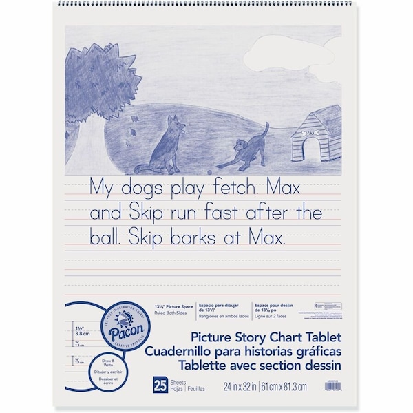 Pacon Picture Story Chart Tablet, Ruled, 24 x 32", 25 Sheets/Pack, PK2 MMK07430 - main