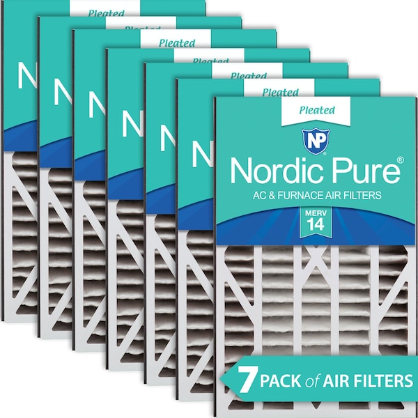 Nordic Pure 16x25x3 Pleated Air Filter, High Capacity, Electrostatically Charged Synthetic Media, MERV 14, 7 PK 16x25x3ABM14-7 - main