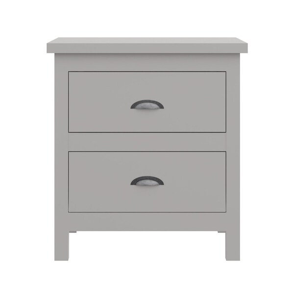 Homeroots 16" Gray Two Drawer Solid Wood Nightstand 518914 - main