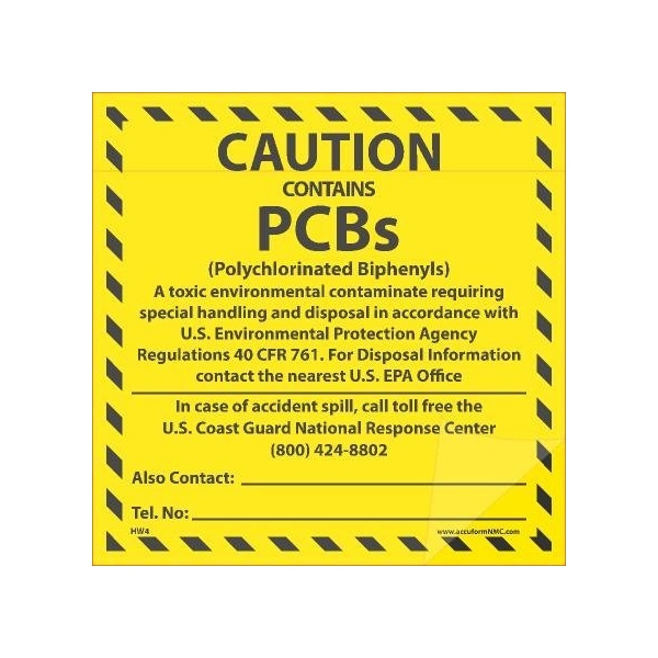 Nmc Self Lamination Caution Contains Pcbs Labels, Pk25 HW4SL25 - main