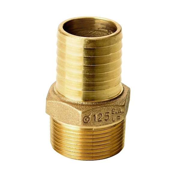 Water Source Pipe Adapter, 1-1/4 in, MNPT x Barb, Brass MA125NL - main