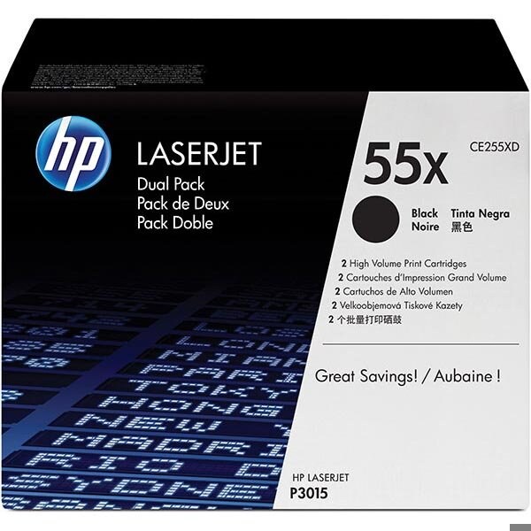 Hp 55X Black High Yield Original LaserJet Toner Cartridges, 25,000 Yield, 2PK CE255XD - main