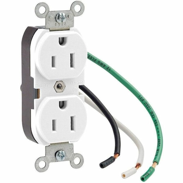 Leviton Industrial Series Heavy Duty Grade Duplex Receptacle, 15 Amp, 125 Volt 5262-LW - main