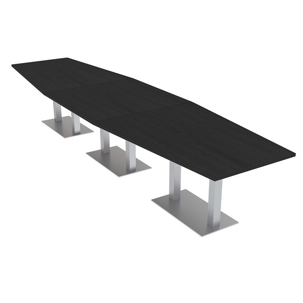 Skutchi Designs Hexagon Conference Table With Power Unit, 48 in W, 192 in L, Black HAR-HEX.IR-48X192-DOU-U999ST19-NA - main