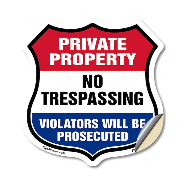 Signmission Private Property Shield Sign No Trespass, 12 Inch X 12 Inch, Vinyl Decal SHI-D-12-453 - main