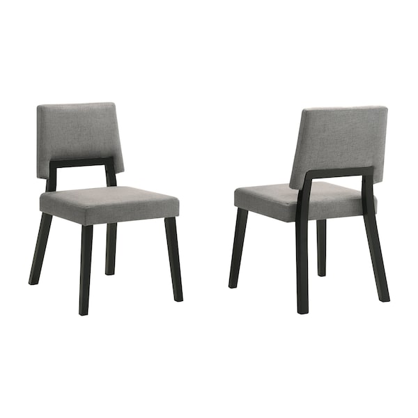 Armen Living Channell Wood Dining Chair in Black Finish with Charcoal Fabric - Set of 2 LCCHCHBLKCH - main
