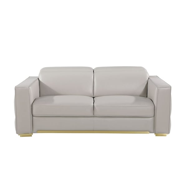 Homeroots 71in Dark Gray and Silver Italian Leather Loveseat 720480 - main
